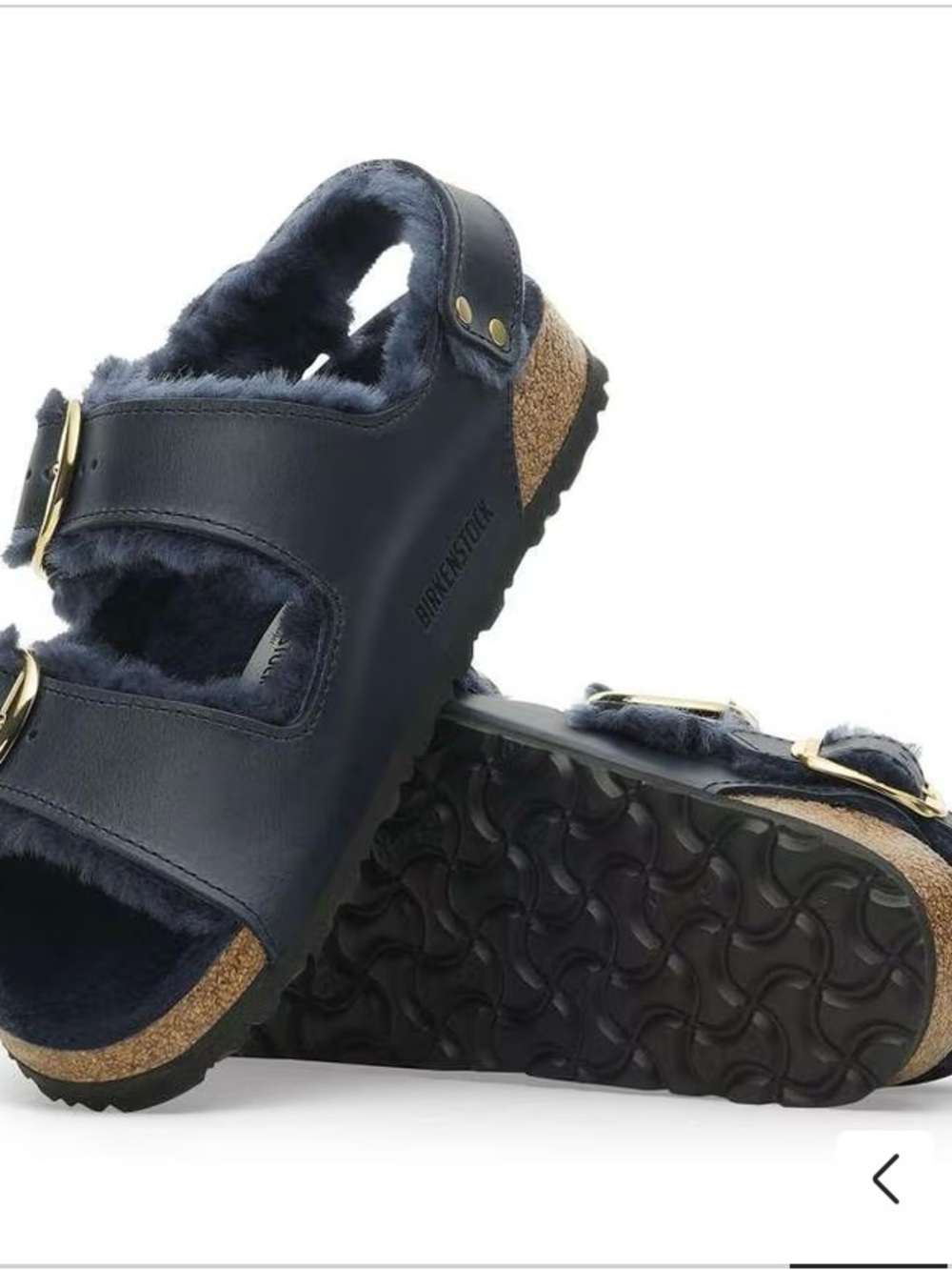 Birkenstock Milano Big Buckle Shearling Oiled Leather Midnight Blue SZ 8 NIB - Picture 2 of 9